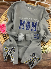 Load image into Gallery viewer, **Custom Gymnastics Mom Sweatshirt Embroidered Appliqué Leotard Memory Shirt Comfort Colors Jerzees Personalized Gift Cheer Dance Sports**
