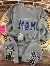 Load image into Gallery viewer, **Custom Gymnastics Mom Sweatshirt Embroidered Appliqué Leotard Memory Shirt Comfort Colors Jerzees Personalized Gift Cheer Dance Sports**
