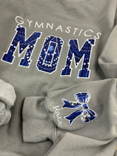 Load image into Gallery viewer, **Custom Gymnastics Mom Sweatshirt Embroidered Appliqué Leotard Memory Shirt Comfort Colors Jerzees Personalized Gift Cheer Dance Sports**
