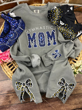 Load image into Gallery viewer, **Custom Gymnastics Mom Sweatshirt Embroidered Appliqué Leotard Memory Shirt Comfort Colors Jerzees Personalized Gift Cheer Dance Sports**
