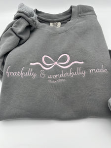 Fearfully and Wonderfully Made Embroidered Sweatshirt Christian Apparel Psalm 139:14 Bible Verse Comfort Colors Jerzees Gift Faith Bow