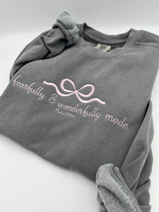 Fearfully and Wonderfully Made Embroidered Sweatshirt Christian Apparel Psalm 139:14 Bible Verse Comfort Colors Jerzees Gift Faith Bow