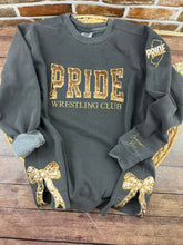 Load image into Gallery viewer, Custom PRIDE Wrestling Club Sweatshirt with Sequins | Personalized Team Spirit Shirt | Optional Sleeve Embroidery | Comfort Colors or Jerzees
