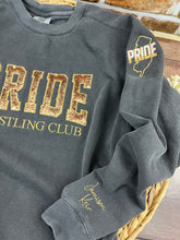 Load image into Gallery viewer, Custom PRIDE Wrestling Club Sweatshirt with Sequins | Personalized Team Spirit Shirt | Optional Sleeve Embroidery | Comfort Colors or Jerzees
