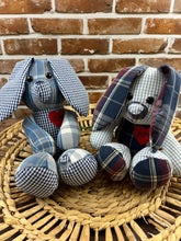 Load image into Gallery viewer, Custom Memory Rabbit Stuffed Animal Made from Clothing – Keepsake Bunny Gift – Personalized Handmade Plush Toy – Bereavement Memorial
