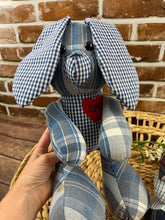 Load image into Gallery viewer, Custom Memory Rabbit Stuffed Animal Made from Clothing – Keepsake Bunny Gift – Personalized Handmade Plush Toy – Bereavement Memorial
