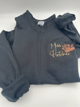 Load image into Gallery viewer, Personalized Bear Paw Embroidered Sweatshirt | Custom Teacher Jacket | Full Zip or Quarter Zip | Teacher Appreciation Gift

