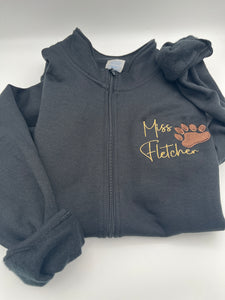 Personalized Bear Paw Embroidered Sweatshirt | Custom Teacher Jacket | Full Zip or Quarter Zip | Teacher Appreciation Gift