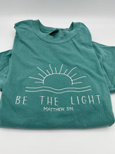 Load image into Gallery viewer, Be the Light Christian Shirt or Sweatshirt – Comfort Colors or Jerzees | Inspirational Faith Apparel** Bible Verse Matthew 5:14 Scripture
