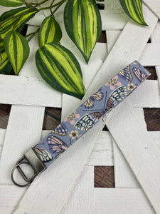 Cute Keychain Wristlet Key Fob - Paw Prints, Flowers, Butterflies