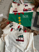 Load image into Gallery viewer, Memory Keepsake Christmas Stocking from Baby Clothes | Personalized Name Cuff | Quilted Patchwork Heirloom | Custom Handmade Gift
