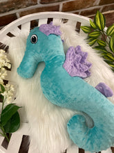 Load image into Gallery viewer, 2lbs -8lbs Weighted  Sea Horse Stuffed Minky Animal Plushie Lap Pad -for Comfort, Special Needs, Sleep, Anxiety and Stress Relief - Custom Made
