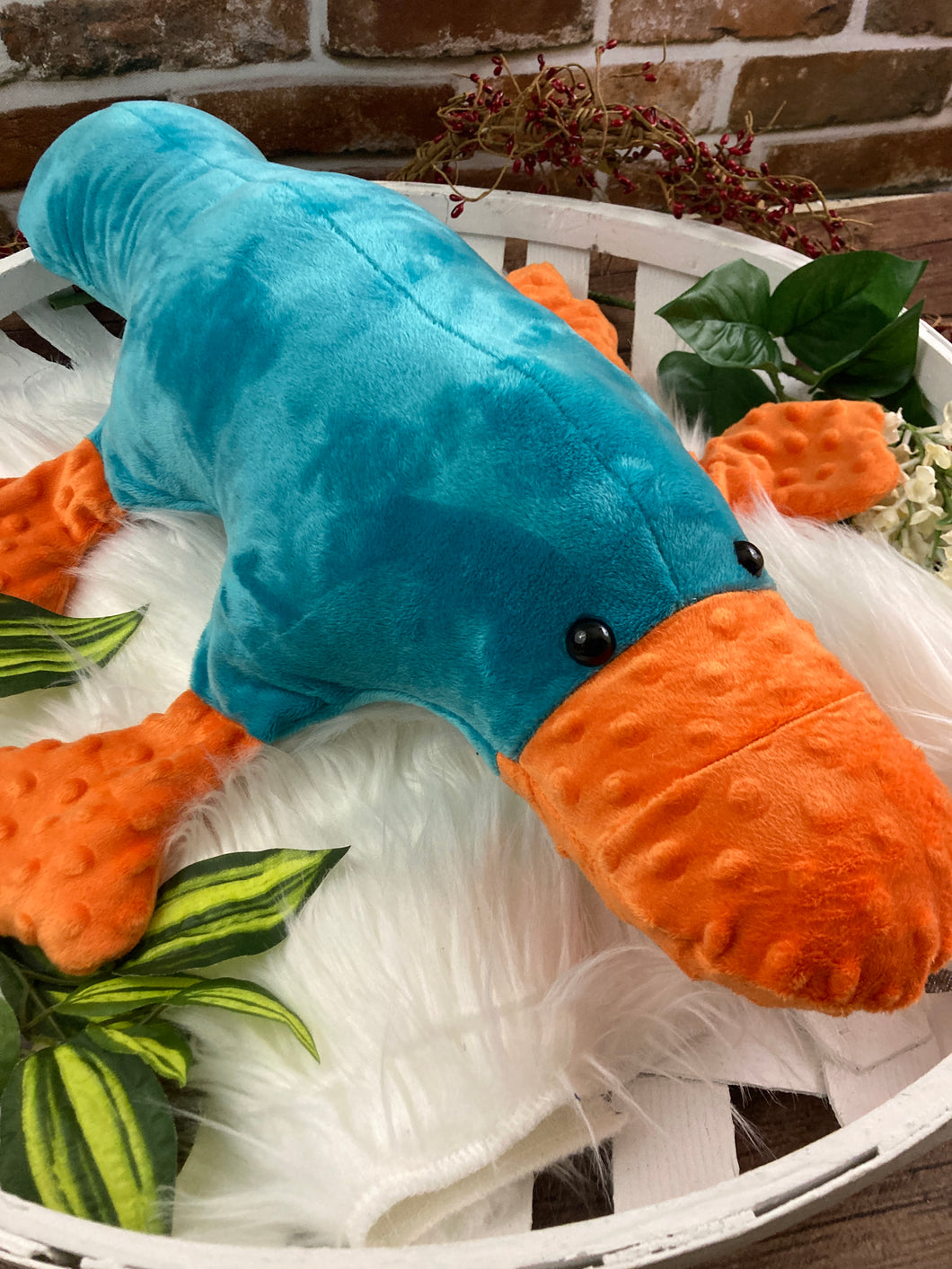 2lbs -15lbs Weighted  Platypus Stuffed Minky Animal Lap Pad -for Comfort, Special Needs, Sleep, Anxiety and Stress Relief - Custom Made