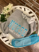 Load image into Gallery viewer, Nurse sweatshirt from Grippy Socks -  RN Licensed Practical, CNA,  - Fabric Keepsake Sweatshirts - Applique
