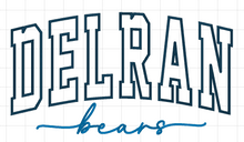 Load image into Gallery viewer, Delran Bears Applique Crewneck Sweatshirt | Bears Script Design | Spirit Wear Fundraiser
