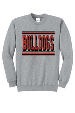 Load image into Gallery viewer, Haddonfield Bulldogs Vintage Stripe Crewneck | Athletic Heather | Spirit Wear Fundraiser
