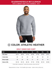 Load image into Gallery viewer, Athletic Heather Port &amp; Company crewneck with size chart
