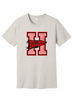 Load image into Gallery viewer, Haddonfield Bulldogs pennant H design on a Vintage White Bella+Canvas tee
