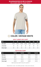 Load image into Gallery viewer, Vintage White Bella+Canvas tee with adult and youth size charts
