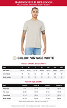 Load image into Gallery viewer, Vintage White Bella+Canvas tee with adult and youth size charts
