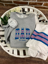 Load image into Gallery viewer, Curved DAD - Grandpa - Hospital Swaddle Blanket - Comfort, Fathers Day Custom Appliqué Apparel / Daddy - Keepsake Sweatshirts Embroidered
