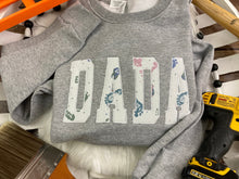 Load image into Gallery viewer, DADA, Dad, Papa, Sweatshirt or Tshirt from Baby Clothes - Onesies / Daddy / Grandpa - Keepsake Sweatshirts - Applique Fathers Day Gift Idea
