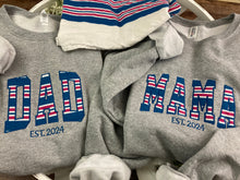 Load image into Gallery viewer, DADA, Dad, Papa, Sweatshirt or Tshirt from Baby Clothes - Onesies / Daddy / Grandpa - Keepsake Sweatshirts - Applique Fathers Day Gift Idea
