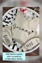 Load image into Gallery viewer, Custom Embroidered MAMA Sweatshirt - Grammy, Grandma, Personalized names Est. date Tshirt

