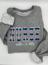 Load image into Gallery viewer, Nurse Mother - Mom Baby Sweatshirt from Baby Hospital Swaddle Blanket - RN Labor Delivery Licensed Practical, CNA - Fabric Keepsake
