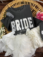 Load image into Gallery viewer, Custom Memory Keepsake BRIDE, Custom name, or WIFE Shirt Wedding Dress Appliqué Personalized Sweatshirt Anniversary Gift Clothing

