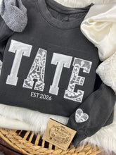 Load image into Gallery viewer, Custom Memory Keepsake BRIDE, Custom name, or WIFE Shirt Wedding Dress Appliqué Personalized Sweatshirt Anniversary Gift Clothing
