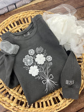 Load image into Gallery viewer, Custom Memory Keepsake BRIDE, Custom Flower Bouquet Wedding Dress Appliqué Personalized Sweatshirt Anniversary Gift Clothing
