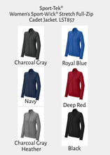 Load image into Gallery viewer, Sport-Tek Sport-Wick Stretch Full-Zip Cadet Jacket LST857 color chart
