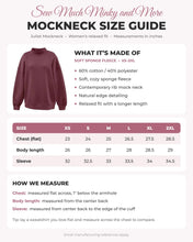 Load image into Gallery viewer, Mock neck sweatshirt size guide - Juliet Mockneck measurements and fabric
