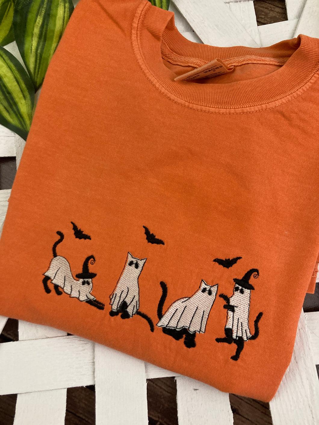 Super Cute Spooky Cat Ghosts - Halloween Embroidered Shirt - Mom - Grammy - Comfort Colors Embroidered - Mommy