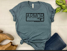 Load image into Gallery viewer, Armor Up T-Shirt - Ephesians 6:10 Bible Verse Tee - Christian Bella Canvas Shirt - Faith-Based Graphic Top
