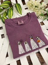 Load image into Gallery viewer, Cute Spooky Dog Ghosts - Halloween Embroidered Shirt - spooky- Comfort Colors Embroidered - Mommy
