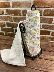 Floral Reusable Paper Towels with Snaps, Napkins Terry Cloth. Nonpaper, Cloth, Paperless, Eco-Friendly Kitchen - Zero Waste Fun Prints