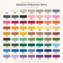 Load image into Gallery viewer, Madeira Polyneon embroidery thread color chart - 63 colors - Sew Much Minky and More

