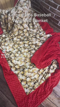 Load and play video in Gallery viewer, Vintage Baseball Cotton Weighted Blanket or Lap Pad Cotton Fabric - Toddler, Child, Teen, Adult -Dot Minky - Anxiety, Sleep.
