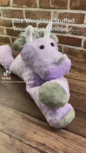 Load and play video in Gallery viewer, 2lbs -10lbs Weighted  Triceratops Dinosaur Stuffed Minky Animal Lap Pad -for Comfort, Special Needs, Sleep, Anxiety and Stress Relief - Custom Made
