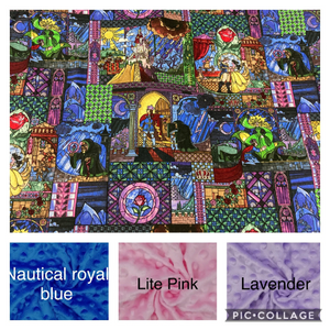 Beauty and the Beast - Weighted Blanket - Lap Pad Cotton Fabric - Toddler, Child, Teen, Adult -Dot Minky - Anxiety, Sleep.