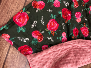 Cottage Roses floral - Weighted Blanket or Lap Pad Cotton Fabric - Toddler, Child, Teen, Adult -Dot Minky - Anxiety, Sleep.