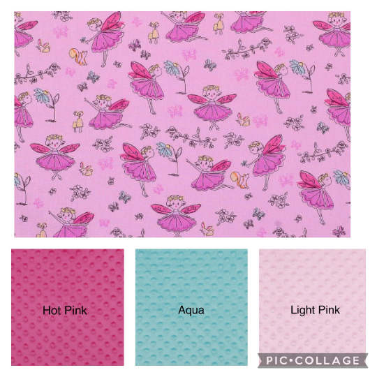 Pink Fairy - Fairies and Flowers Weighted Blanket or Lap Pad Cotton Fabric - Toddler, Child, Teen, Adult -Dot Minky - Anxiety, Sleep.