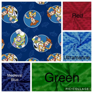 Toy Story Weighted Blanket or Lap Pad Cotton Fabric - Toddler, Child, Teen, Adult -Dot Minky - Anxiety, Sleep.