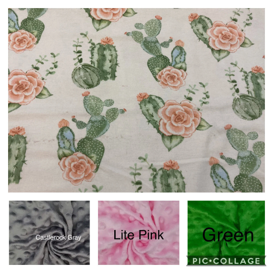 Camila Rose Cactus Flower Flannel Weighted Blanket or Lap Pad Cotton Fabric - Toddler, Child, Teen, Adult -Dot Minky - Anxiety, Sleep.