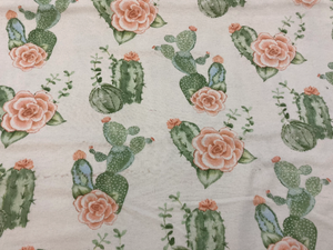 Camila Rose Cactus Flower Flannel Weighted Blanket or Lap Pad Cotton Fabric - Toddler, Child, Teen, Adult -Dot Minky - Anxiety, Sleep.