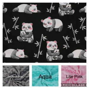 Panda Bear Cotton Fabric - Weighted Blanket or Lap Pad Cotton Fabric - Toddler, Child, Teen, Adult -Dot Minky - Anxiety, Sleep.