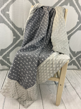 Load image into Gallery viewer, Gray Arrows Weighted Blanket or Lap Pad Cotton Fabric - Toddler, Child, Teen, Adult -Dot Minky - Anxiety, Sleep.
