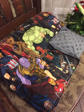 Load image into Gallery viewer, Avengers Infinity Wars Weighted Blanket or Lap Pad Cotton Fabric - Toddler, Child, Teen, Adult -Dot Minky - Anxiety, Sleep.
